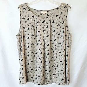 LOFT Women's Light Gray Leaf Print Sleeveless Top Size XL - Perfect for Fall!